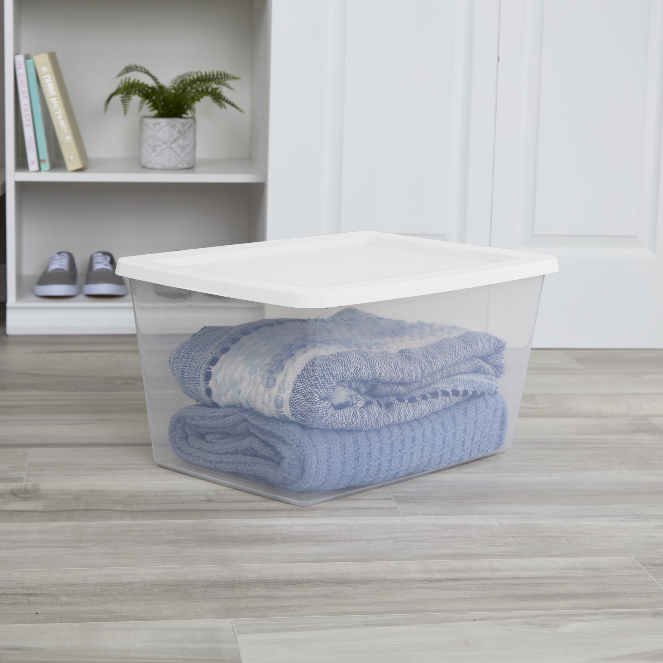 Sterilite 58 Quart Medium Storage Bin, Clear Plastic Storage