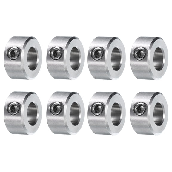 8 Pack Set Screw Collars 3/8" Bore 304 Stainless Steel Shaft Collars, 3/4" OD, 3/8" Width Axle Collar Clamp
