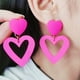 thumbnail image 1 of Pendientes colgantes con forma de corazón para mujer, regalo de joyería ahuecado para niñas (rosa), 1 of 4
