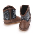 thumbnail image 2 of Beilxfa Newborn Boys Girls Pu Leather Western Boots Cowboy Bootie Soft Sole Non-Slip Crib Shoes For Baby Infant 0-18 Months, 2 of 7