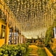 thumbnail image 2 of Guirnalda de luces navideñas de 5 m a 40 m, cortina de luces LED con forma de carámbano, caída de 0,6 m, iluminación decorativa para exteriores, jardines, calles, bodas, 2 of 5