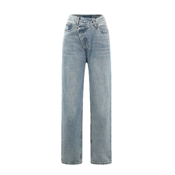 PEASKJP Womens Cargo Jeans Flare Pull-on High Waisted Elastic Waist Trendy  Stretch Denim Pants, Blue XL