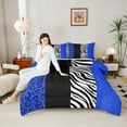 thumbnail image 4 of Manfei Fashion Geometric Striped Bedding Comforter Set, Leopard Cheetah Print Twin Comforter Sets, Modern Abstract Style Reversible Bedding Set, Lightweight Room Decor, 2-Piece, 4 of 8