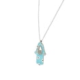 thumbnail image 2 of 925 Sterling Silver CZ White Blue Black Enamel Evil Eye Hamsa Pendant Necklace, 2 of 4
