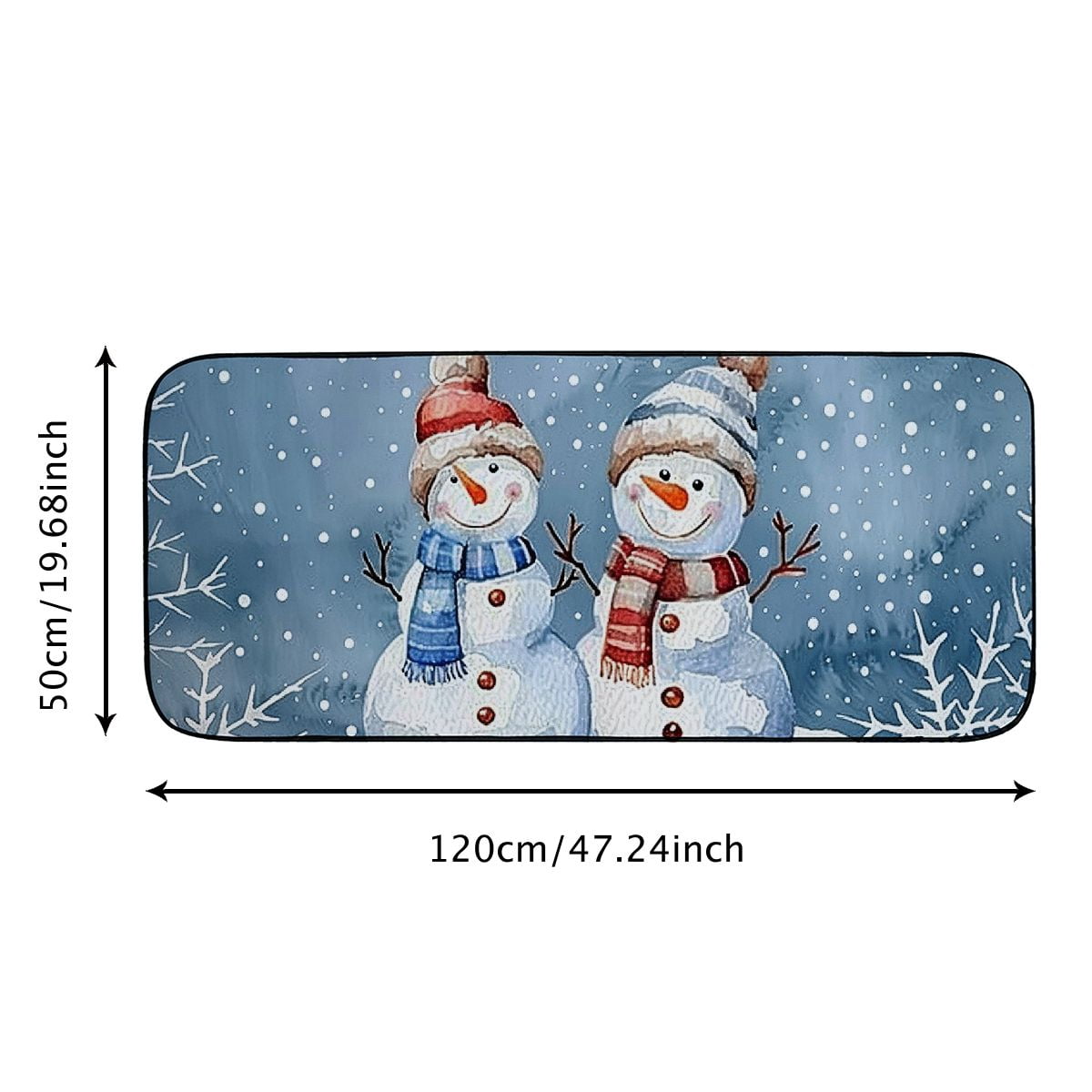 Heduofu Blue Snowman Christmas Front Door Mat, Door Outdoor/Indoor Funny Welcome Mat, Snowflake Winter Xmas Tree Floor Non-Slip Doormat Kitchen Rugs for Entryway Bedroom 19.68*47.24 in