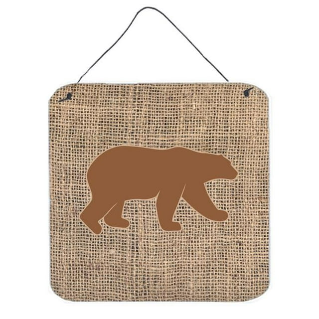 Bear Burlap And Brown Aluminium Metal Wall Or Door Hanging Prints