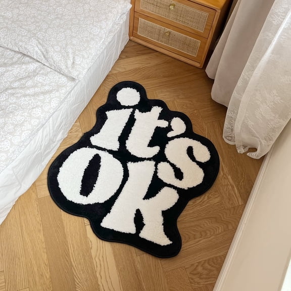 LAKEA Hand Tufted It’s OK Fluffy Tufted Area Rug, Decor Floor Carpet for Bedroom Dorm Living Room Housewarming Gift