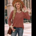 thumbnail image 4 of Camisas de Larga para Mujer, Suéteres, Conjuntos de Otoño, Bloques de Color, Ropa de Invierno, Elegantes, Informales, Suaves. Color Caramelo XL, 4 of 7