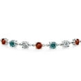 thumbnail image 2 of Gem Stone King 925 Sterling Silver Lab Grown Diamond Tennis Bracelet for Women Round Garnet Blue Moissanite (4.01 Cttw, Fully Adjustable up to 9 inch), 2 of 3