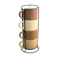 thumbnail image 4 of Juego 4 Tazas Apilables de Porcelana, Capacidad 360 ml con Estante Negro, Set de 4 Tazas en Tonos Tierra, Ideal para Café, Cacao, Leche y Té con Caja de Regalo, 4 of 14