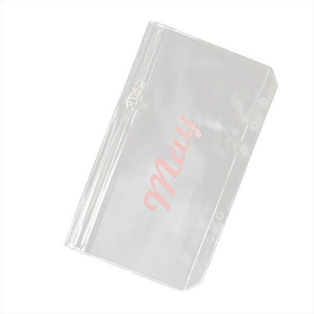 Wmhnj Carpeta de sobres de efectivo de PVC de 6 x 4 pulgadas con cremallera e inserto para planificador de presupuesto mensual, carpeta de almacenamiento transparente e impermeable para facturas,