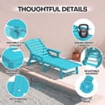 thumbnail image 5 of Cobiod Outdoor HDPE Chaise Lounge Chair Set of 2 , 5-Position Adjustable Reclining Lounger with Wheels & Cup Holders,350lb Capacity,Overall length 78" , Aruba, 5 of 8