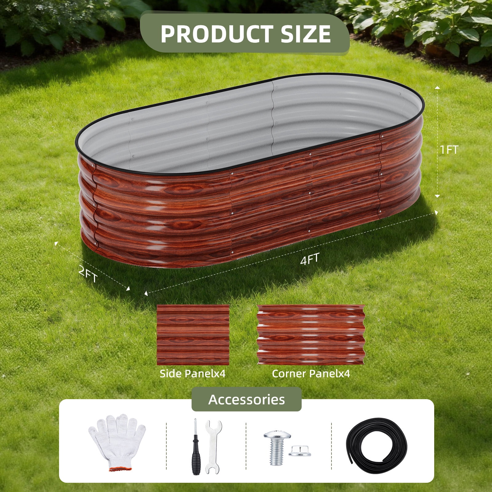 Vebreda Raised Garden Bed Outdoor 3Pcs 4ft Metal Garden Bed for Vegetables Flowers and Herbs Planter Box