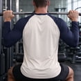 thumbnail image 4 of Rvwovn Men's Raglan Long Sleeve Tee, Crew Neck Casual Baseball Workout T-Shirt, Classic Color Block, 4 of 6