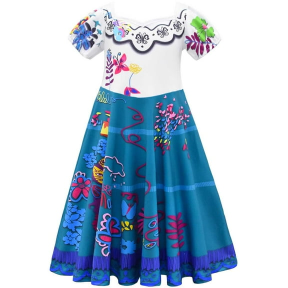 HAWEE Girls Dress Costume Princess Cosplay Dress Print Skirt Sets with Bag for Child