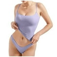 thumbnail image 5 of Krdevn Women's Square Neck Tank Top Summer Sleeveless Basic Shirt Y2K Style Going Out Cami with Underwear Set,Color: Purple Size: S, 5 of 8