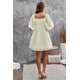 thumbnail image 1 of ABPHQTO Minivestido Babydoll con escote cuadrado y mangas abullonadas color albaricoque para mujer, 1 of 5