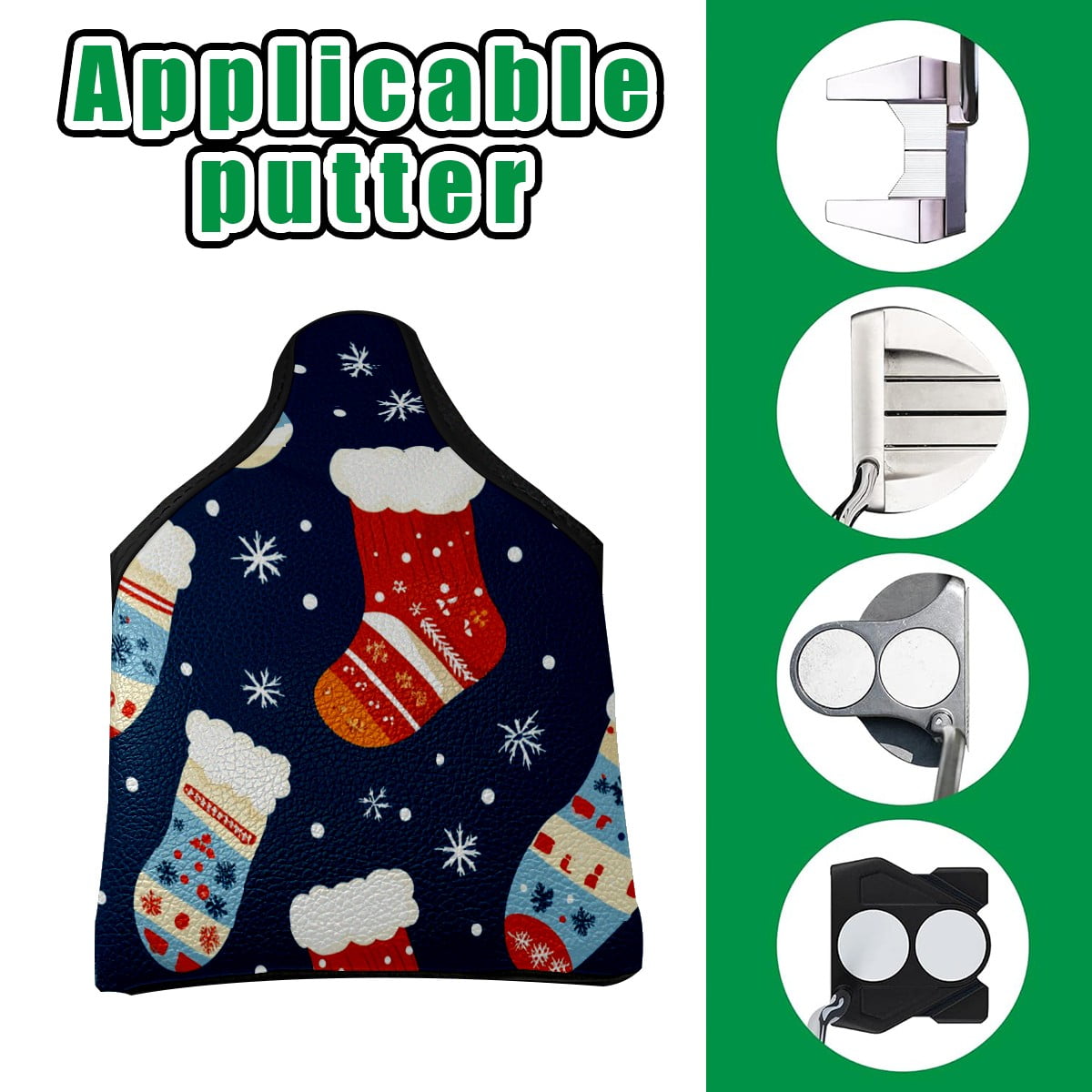 Golf Mallet Putter Cover Premium Leather Waterproof Golf Putter Head Cover with Magnetic Closure Christmas Stockings