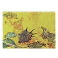 thumbnail image 1 of Seashells Cutting Board, Faded Style Distressed Backdrop with Seashells Underwater Marine Theme, Decorative Tempered Glass Cutting and Serving Board, Large Size, Yellow Teal, by Ambesonne, 1 of 1