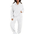 thumbnail image 3 of Feancey Oversized Sweatsuits Women 2 Piece Outfit Plus Size Jogger Sets Comfy Fuzzy Fleece Warm Hoodies and Sweatpants Track Suit White S, 3 of 6