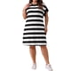 thumbnail image 5 of Vestido túnica de talla grande Agnes Orinda para mujeres, verano 2026, de manga corta, a rayas, vestido casual tipo camiseta 1X negro, 5 of 8