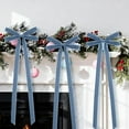 thumbnail image 4 of 10 Pcs Dusty Blue Velvet Bows Large 22x8 Inch Pre-Tied Christmas Velvet Bows Christmas Tree Ornaments Vintage Holiday Decor for Xmas Tree Wreath Garland Banister Staircase Fireplace Door, 4 of 6