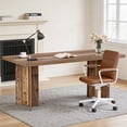 thumbnail image 4 of 63 Inch Farmhouse Executive Desk Vintage Computer Desk Large Wood Writing Desk Conference Table Workstation For Home Office Study (Distressed Brown), 4 of 7