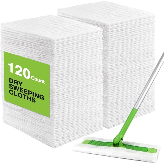Almohadillas para mopa seca - Compatibles con Swiffer Sweeper - Recambios desechables de paños de limpieza en seco - Almohadillas para mopa para quitar el polvo y limpiar suelos - 120 unidades