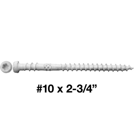 

#10 x 2-3/4 WHITE Composite Decking Exterior Coated Wood Screw Torx/Star Drive Head - Decking Exterior Coated Torx/Star Drive Wood Screws (1 POUND - 75 Approx. Screw Count)