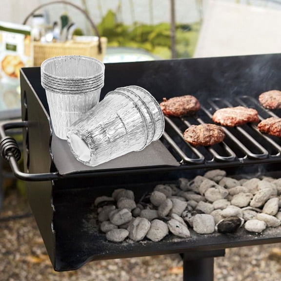 LOLIPPYY Disposable Aluminum Foil Grease Bucket Liners for BBQ Grilling, Baking and Outdoor Cooking - Pack of 10