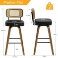 thumbnail image 5 of Foreate Swivel PU Bar Stools, Set of 4, 29" Bar Height Upholstered Leather with Rattan Back Wood Legs, Modern Chair Island Counter Stool for Kitchen, Black, 5 of 11