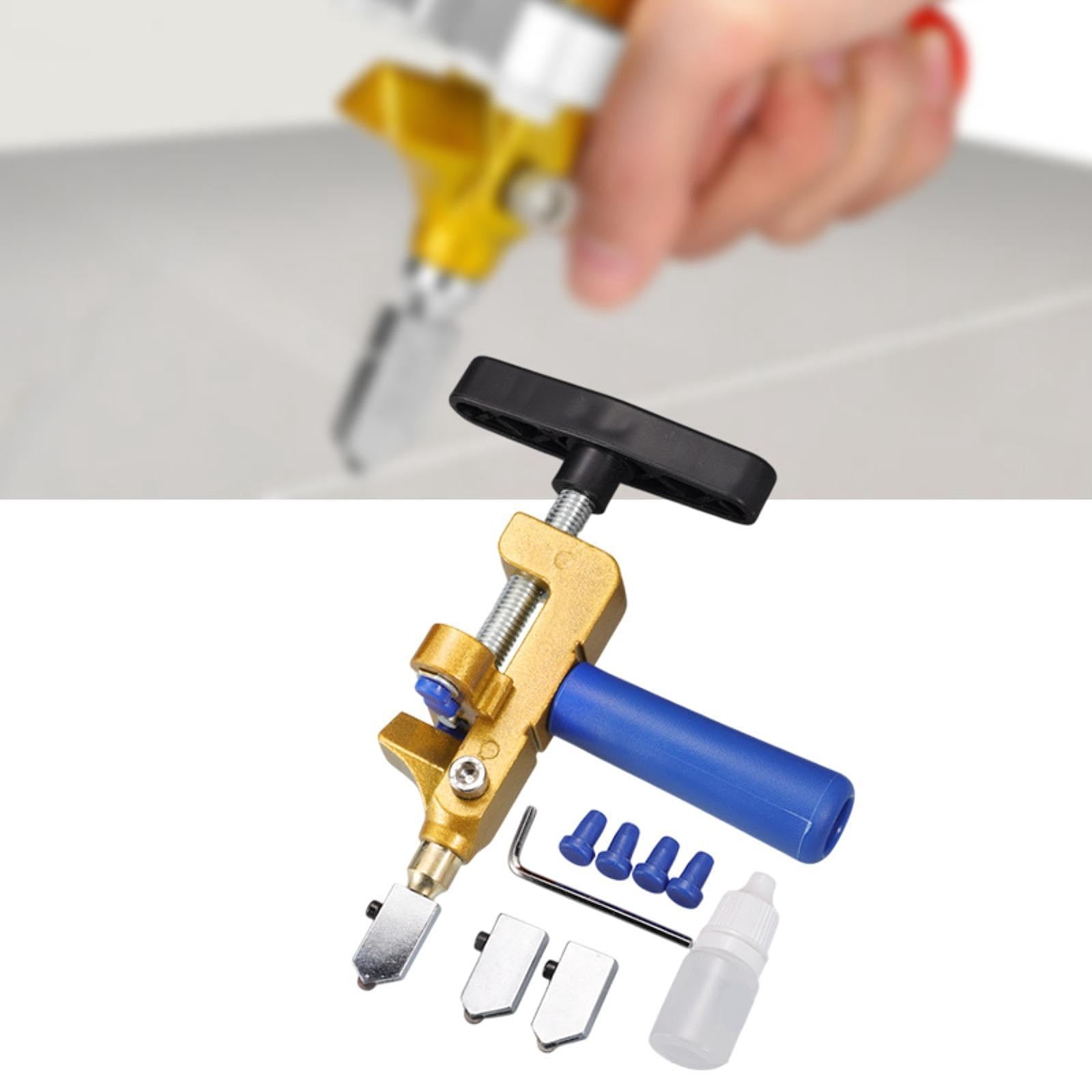 Sharprepublic Glass Cutter 2 in 1 Comfortable Gripping Glass Cutting Tool for Mirror Glass Blue
