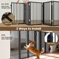 thumbnail image 4 of Dog Gate, Domipet 6 Panels Pet Gate Freestanding, 120''Extra Wide Dog Gate 32''Height Pet Playpen for Doorways, Black, 4 of 10