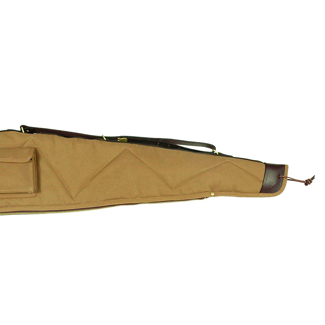 Boyt Signature Series Scoped Rifle Case 44" with Pocket and Sling Quilted Canvas with Leather Trim Khaki