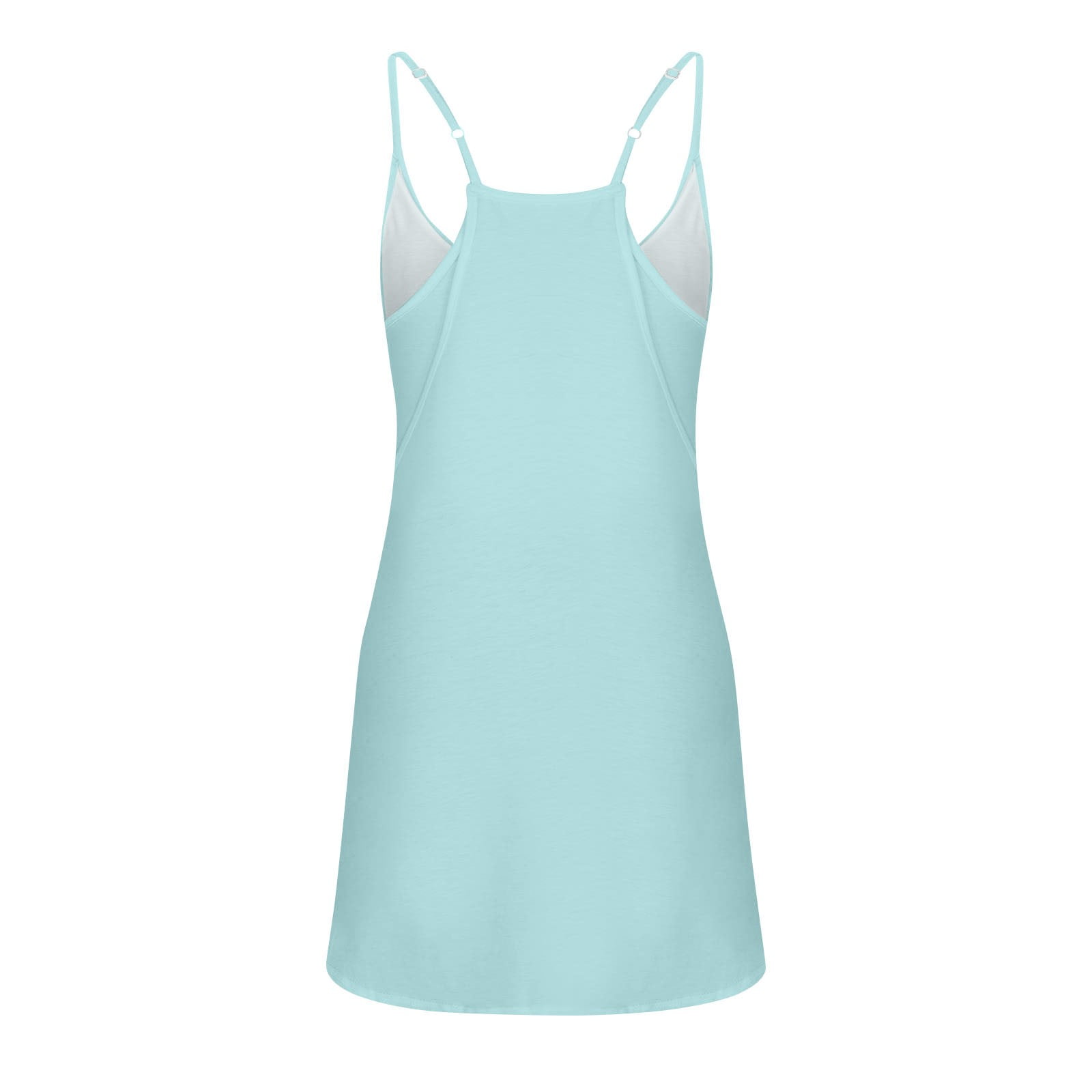 TQWQT Womens Summer Sleeveless Mini Dress V Neck Spaghetti Strap Sundress  Athletic Short Dress with Pockets Light Blue S 