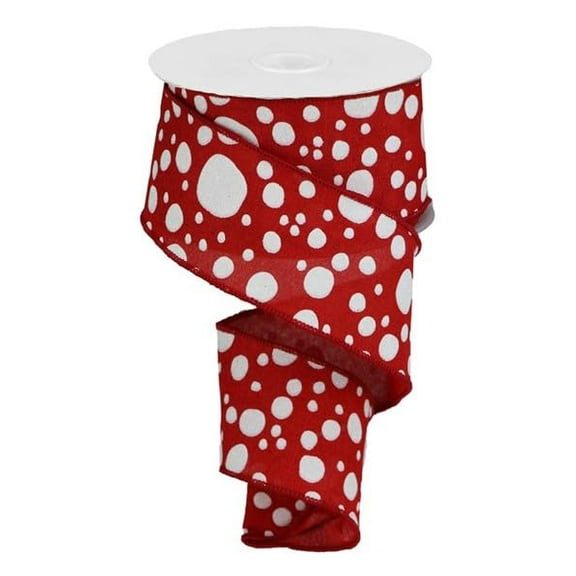 Polka Dots Royal Wired Ribbon - Red, White & Silver - 2.5 Inches x 100 Feet (33.3 Yards)