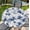 A-blue Flowers, variant on He is Risen Easter Checkered Round Fitted Tablecloth with Elastic Edge,Waterproof Spring Christian Cross Buffalo Plaid Religious Table Cover for 40-44" Stretch Table Cloth for Dinner Indoor Outdoor