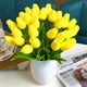 thumbnail image 2 of flores de tulipanes artificiales de tacto real, tulipanes amarillos falsos de Holanda, ramo de tulipanes de poliuretano, flores de látex para boda, fiesta, oficina, hogar, cocina, decoración (amarillo) Sailing Electrónica, 2 of 4
