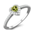 thumbnail image 2 of 0.45 Ctw Heart Peridot 925 Sterling Silver Solitaire Halo Valentines Day Gifts Ring, 2 of 3