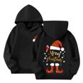 thumbnail image 5 of Staki Kids Ugly Christmas Sweatshirt Funny Hoodie Pullover With Pockets Christmas Santa Hoodies for Girls(Black,7-8 Years), 5 of 7
