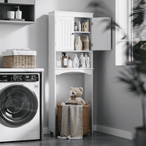 Over The Toilet Storage Cabinet, Bathroom Shelf Over Toilet, Bathroom Storage Cabinet Organizer,Wood Bathroom Space Saver, White