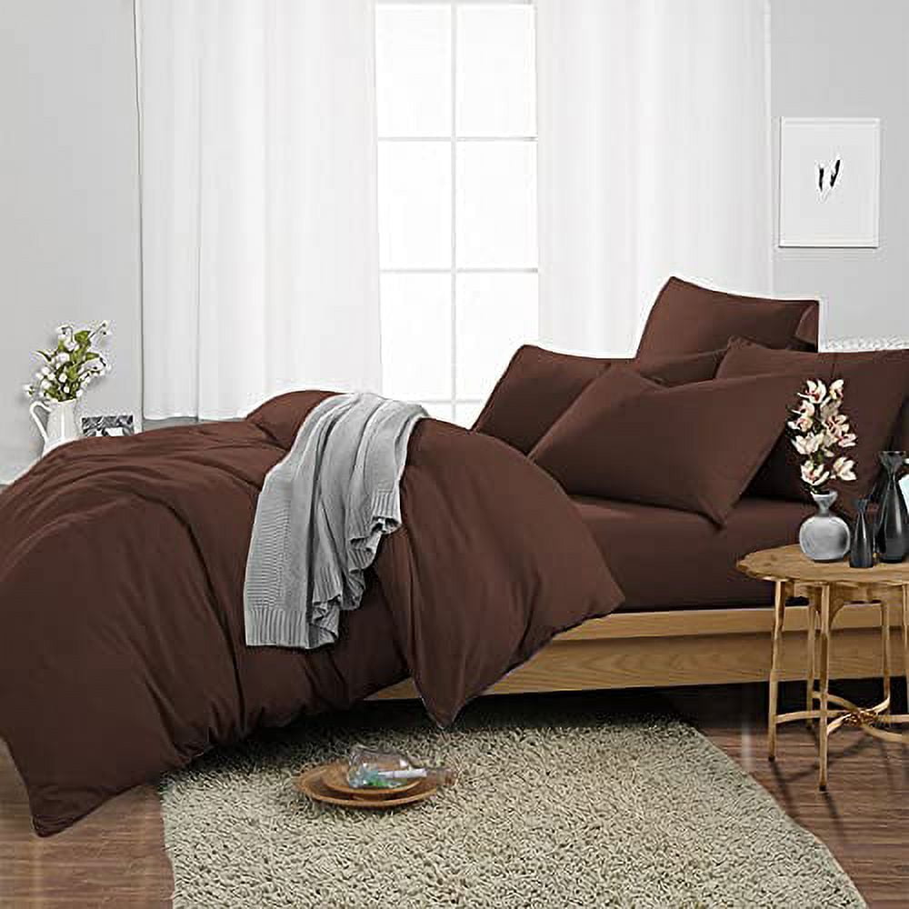 Super Soft & Luxury Duvet Cover Set 3 Piece -600 Thread Count, 1 Duvet Cover with Zipper Closure & 2 Pillow Cover, 100% Egyptian Cotton Comforter Cover-Chocolate Solid, King Size