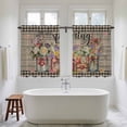 thumbnail image 4 of Spring Flowers Kitchen Curtains 45 Inch Length, Farmhouse Vintage Black Plaid Wood Grain Tiers Curtains for Bathroom Bedroom Cafe, Light Filtering Small Window Treatment Drapes 2 Panels 42"Wx45"L, 4 of 8