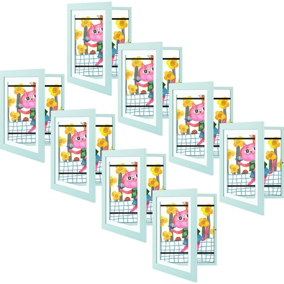 Golden State Art 10x12.5 Kids Art Front-Opening Picture Frames, for Drawings, Artworks and Schoolwork, Light Blue, Set of 8