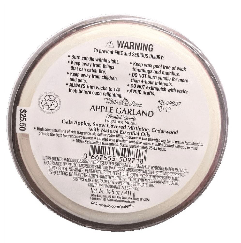White Barn Bath and Body Works Apple Garland 3 Wick Scented Candle New with Lid