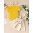thumbnail image 3 of Mialoley Baby Girl Tops, Suspender Skirt Suit, Short Sleeve Round Neck Blouse Casual Floral Half Dress+Headband, 3 of 8