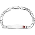 thumbnail image 4 of 14K White Gold Wg Medical Soft Diamond Shape Red Enamel Figaro Link Id Bracelet (8 X 9.5) Made In United States xm594fcw-8, 4 of 5