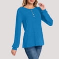 thumbnail image 2 of FAIWAD Long Sleeve Shirts for Women Button Up Round Neck Casual Tunic Tops Dressy Casual Work Blouses, 2 of 9