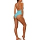 thumbnail image 3 of Bañador de una pieza para mujer con lazo, espalda cruzada, control de abdomen, sin espalda, trajes de baño Monokini M Azul Claro, 3 of 5