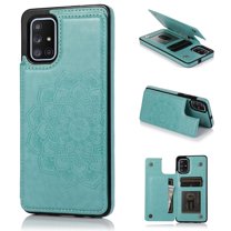 Dteck Flower Patterned Wallet Case For Samsung Galaxy A71 4G (6.7 inches),Magnetic Leather Card Holder Case Kickstand Shockproof Rubber Back Phone Cover,Green
